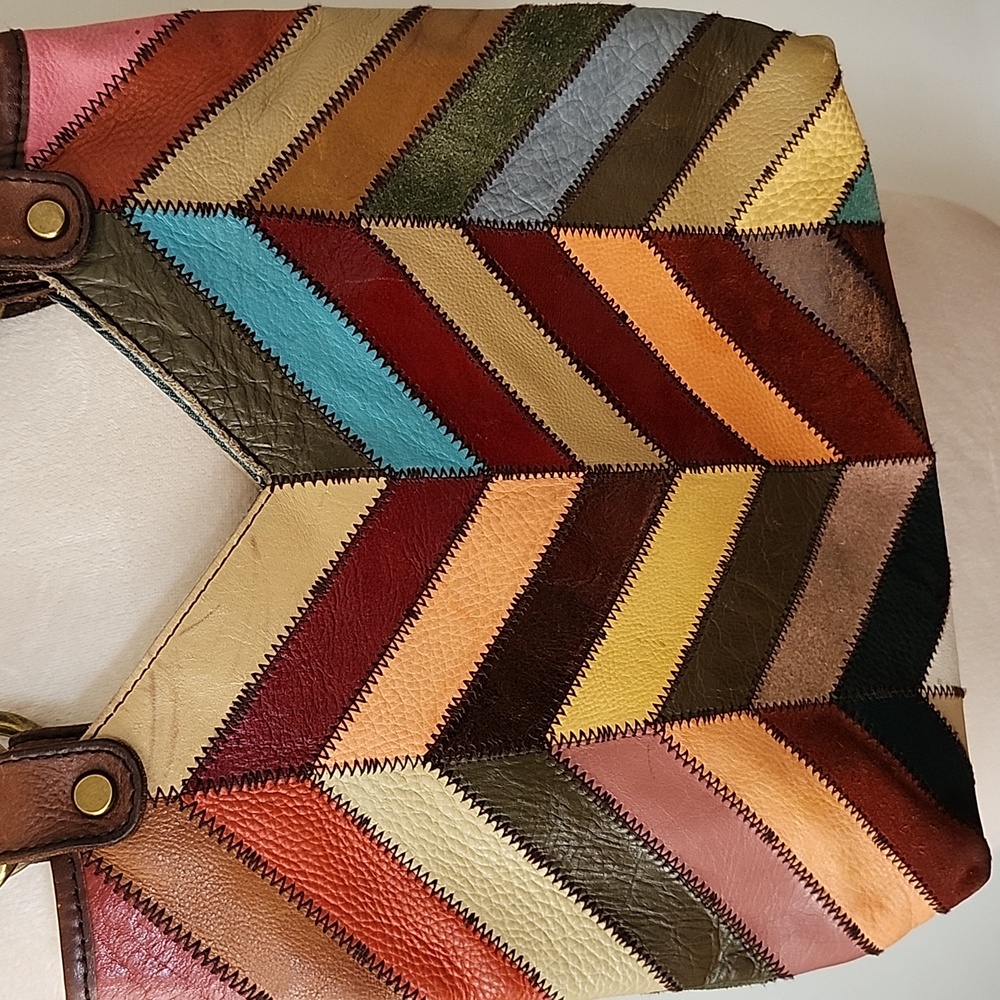 Lucky Brand Multicolor Chevron Patchwork Leather … - image 2